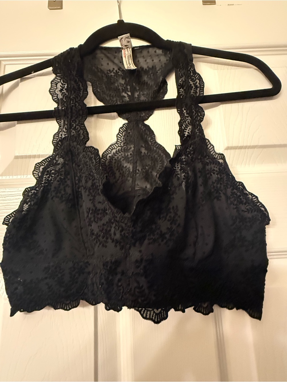 Free People Intimately Sheer Lace Racerback Bralette - Black L